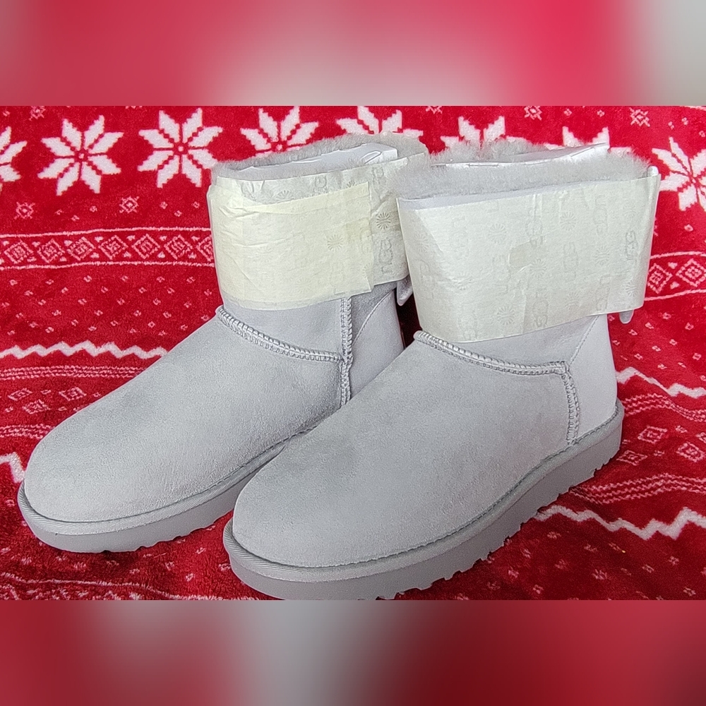 Ugg Women Water Resistant Mini Bailey Bow Glam Grey Size 8